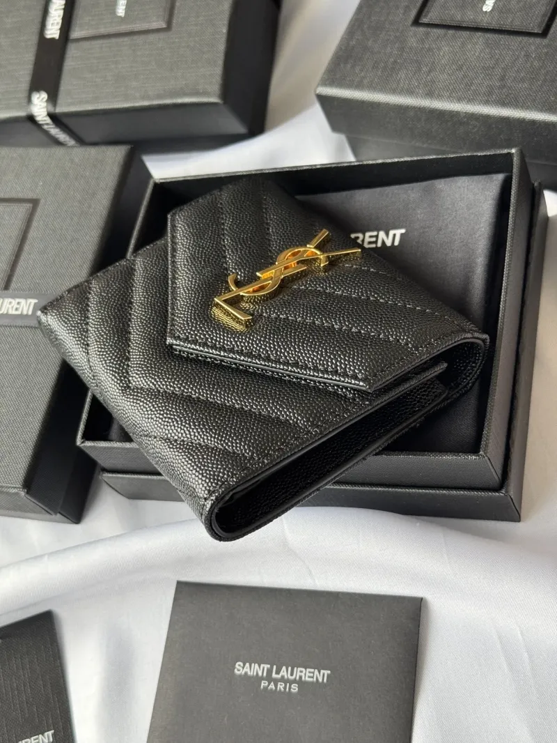 Saint Laurent Black Leather Compact Wallet - Image 3