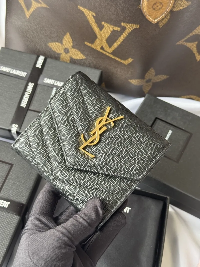Saint Laurent Black Leather Compact Wallet - Image 4