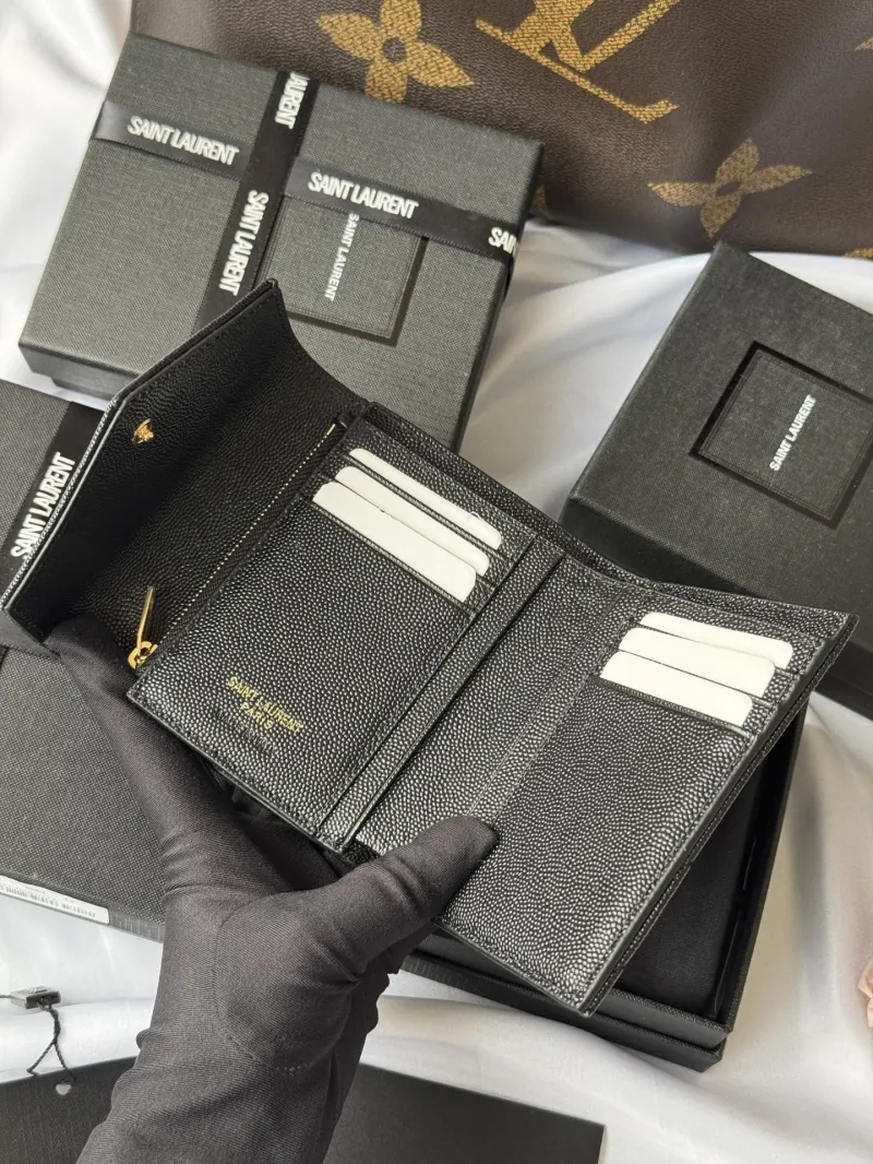 Saint Laurent Black Leather Compact Wallet - Image 5