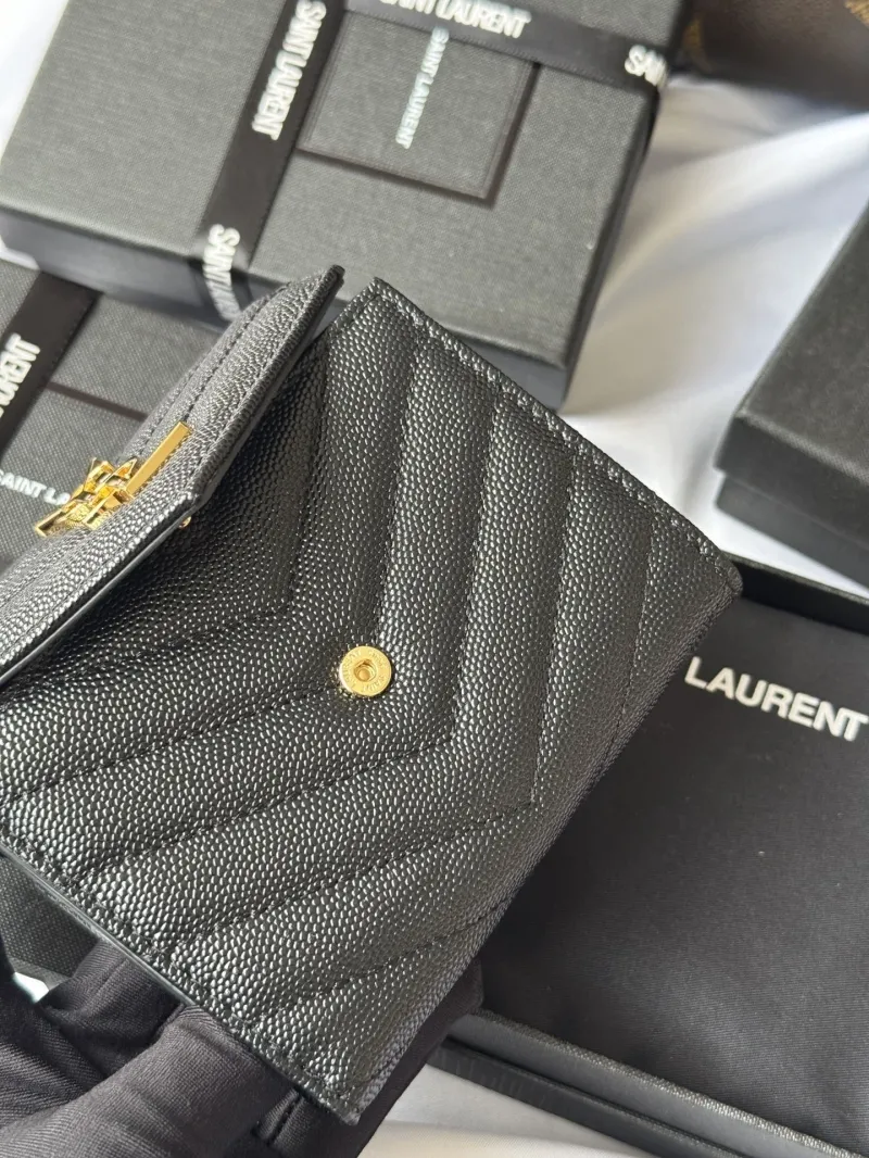 Saint Laurent Black Leather Compact Wallet - Image 7