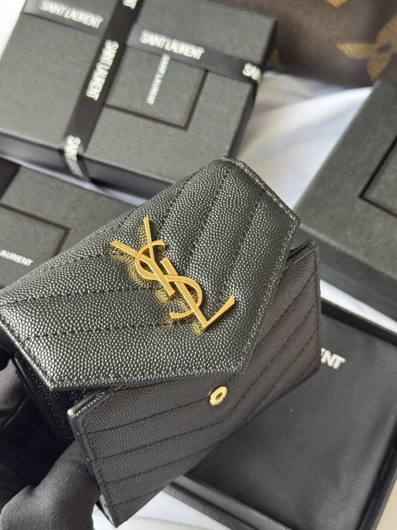 Saint Laurent Black Leather Compact Wallet - Image 8