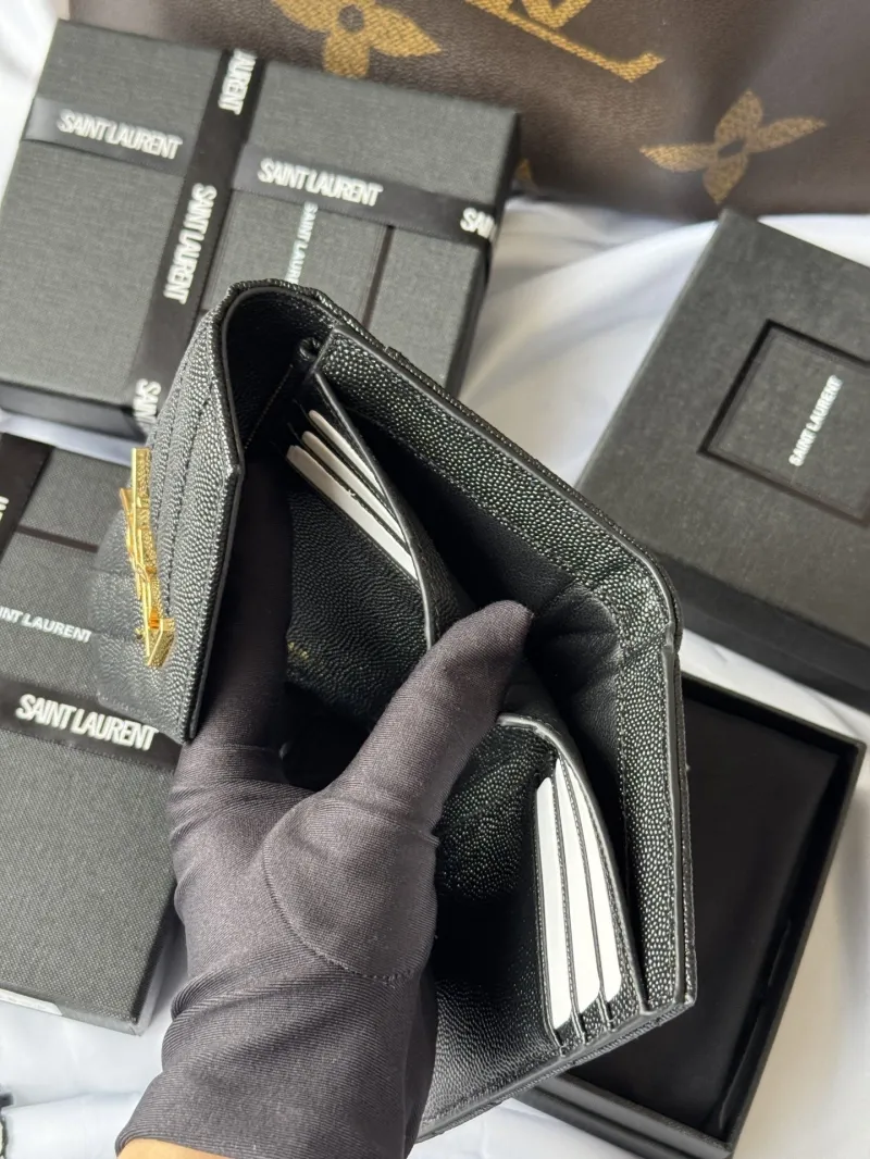 Saint Laurent Black Leather Compact Wallet - Image 9