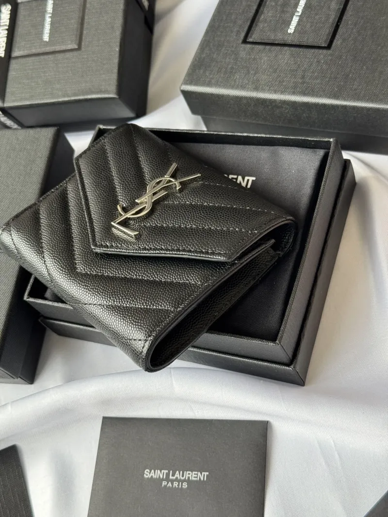 Saint Laurent Black Leather Compact Wallet - Image 3