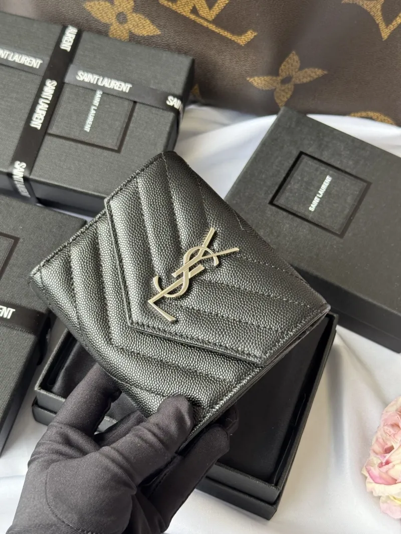 Saint Laurent Black Leather Compact Wallet - Image 4