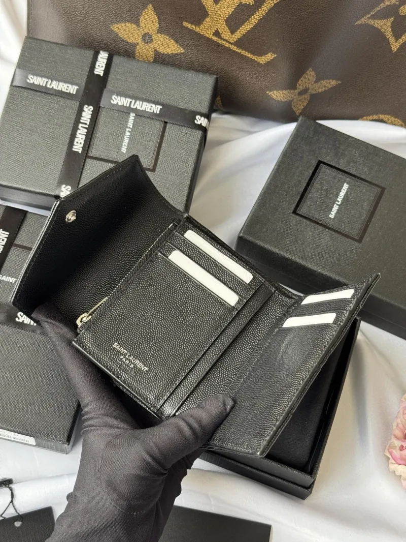 Saint Laurent Black Leather Compact Wallet - Image 5