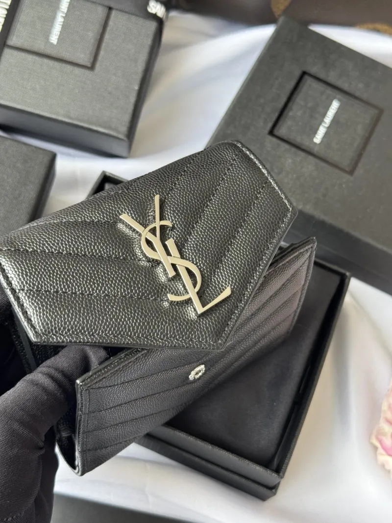 Saint Laurent Black Leather Compact Wallet - Image 8