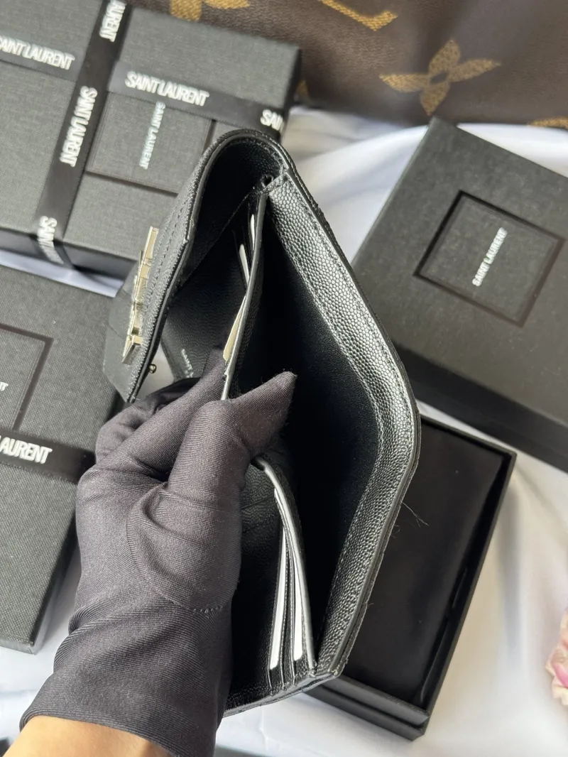 Saint Laurent Black Leather Compact Wallet - Image 9