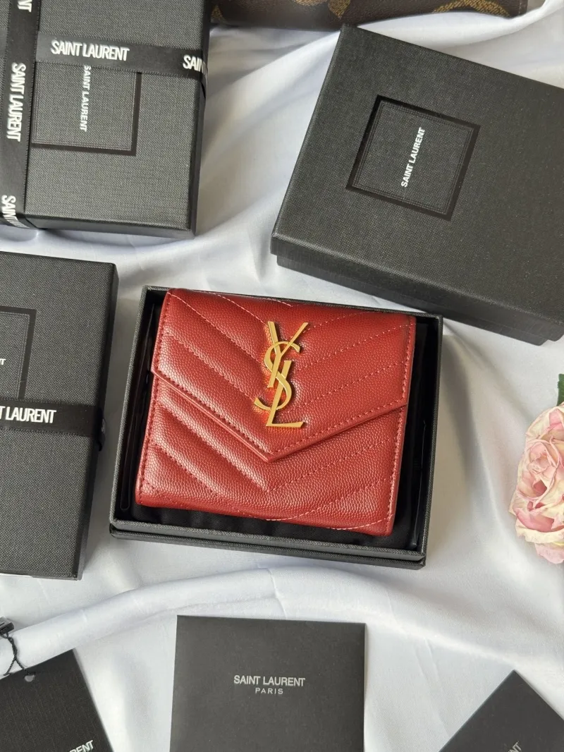 YSL Red Quilted Leather Wallet