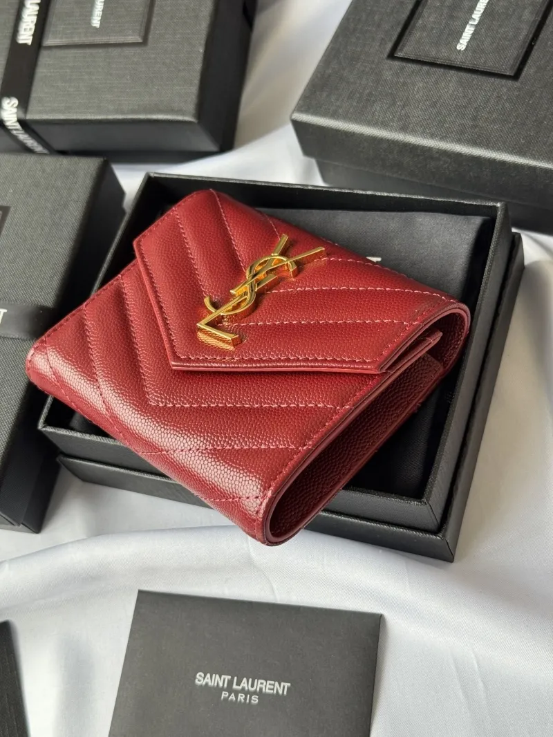 YSL Red Quilted Leather Wallet - Image 3