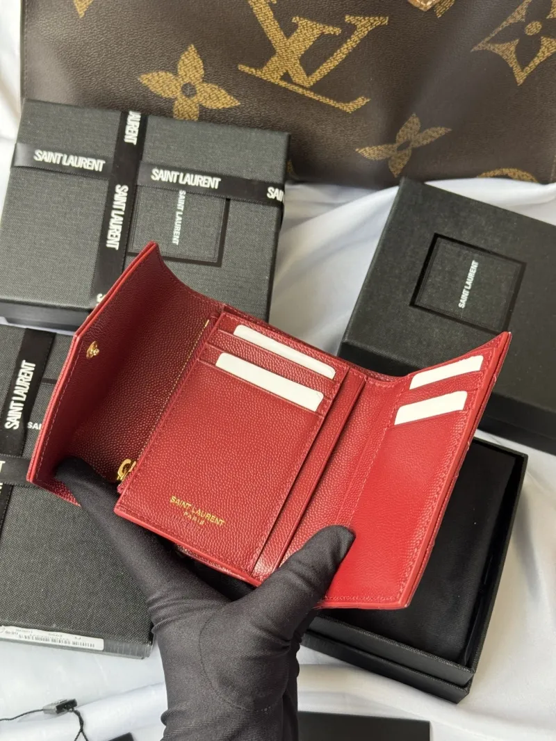 YSL Red Quilted Leather Wallet - Image 5