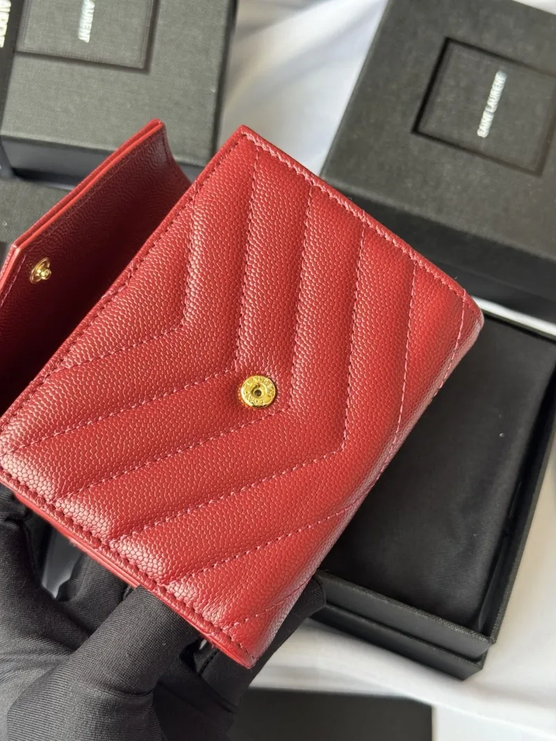 YSL Red Quilted Leather Wallet - Image 7