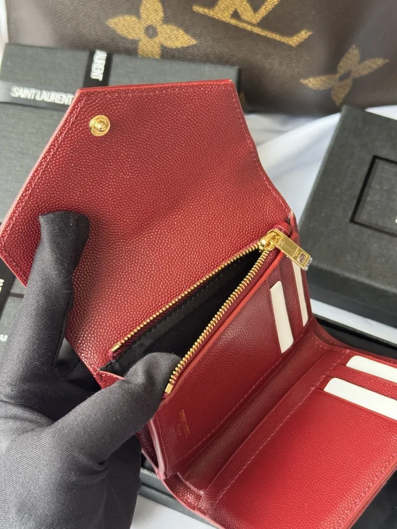 YSL Red Quilted Leather Wallet - Image 8