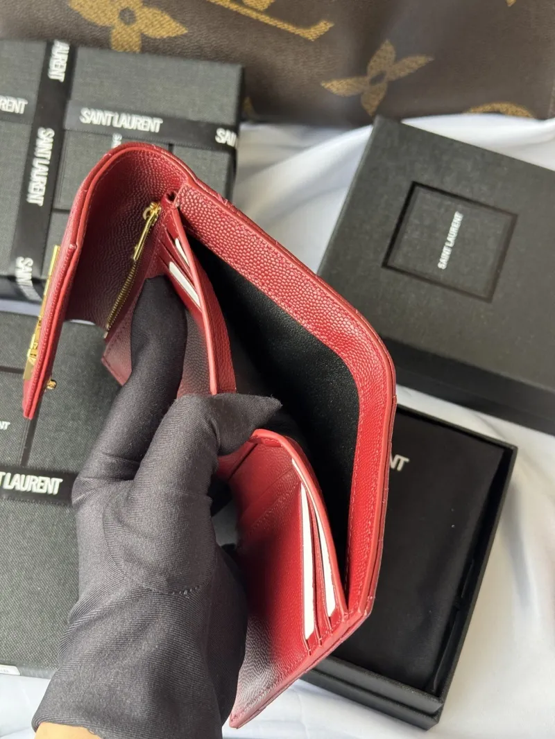 YSL Red Quilted Leather Wallet - Image 9