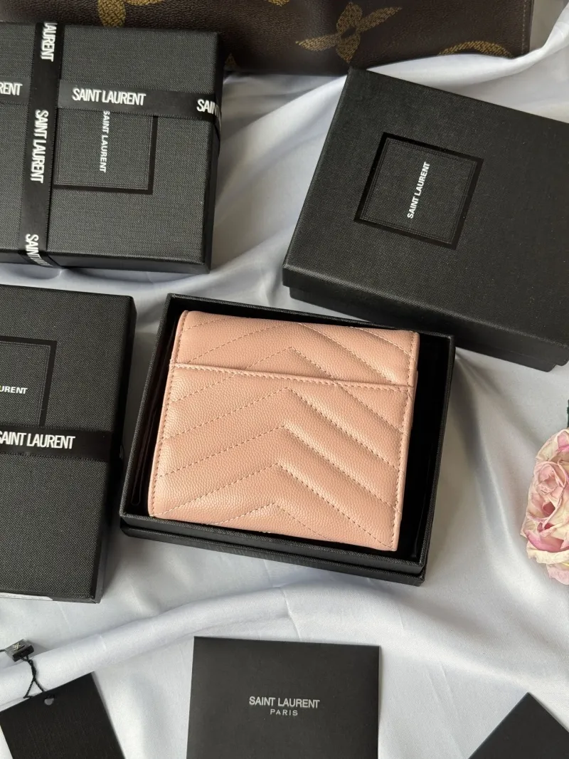 Alternative view of Saint Laurent Pink Leather Compact Wallet 45