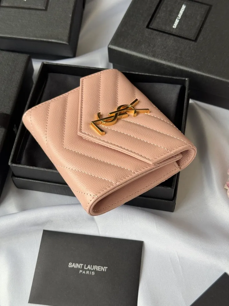 Saint Laurent Pink Leather Compact Wallet 45 - Image 3