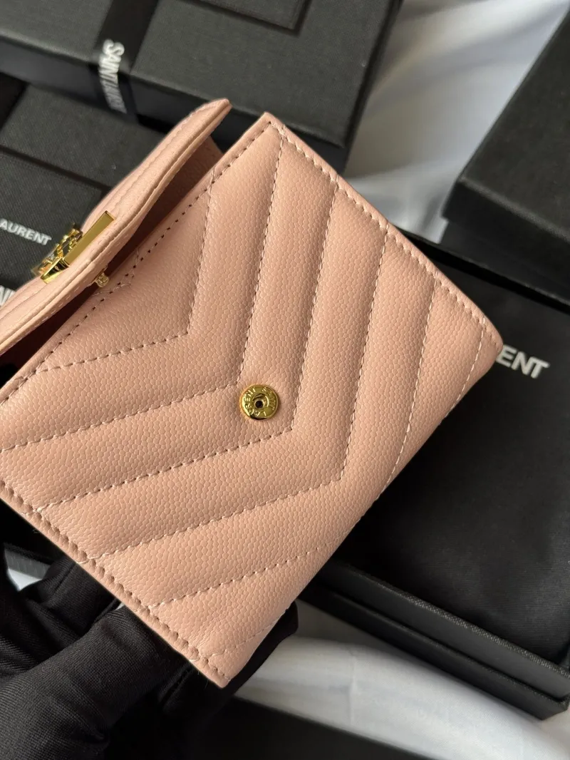 Saint Laurent Pink Leather Compact Wallet 45 - Image 7