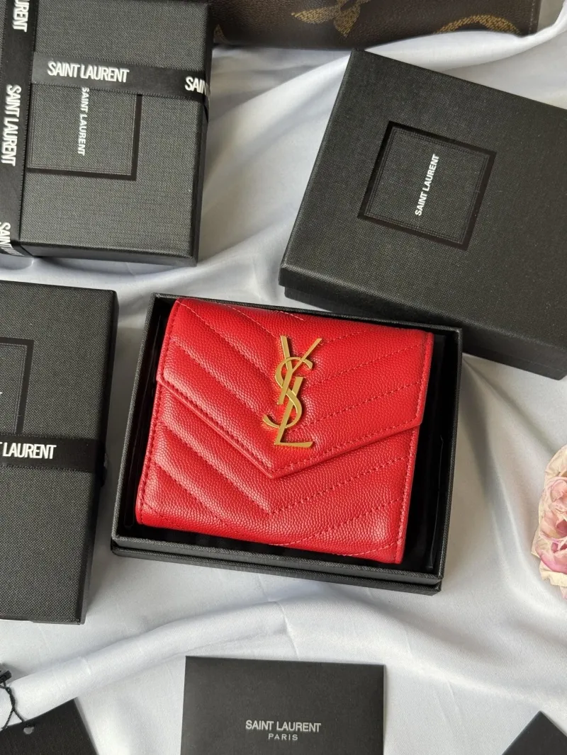 Saint Laurent Red Compact Wallet 46