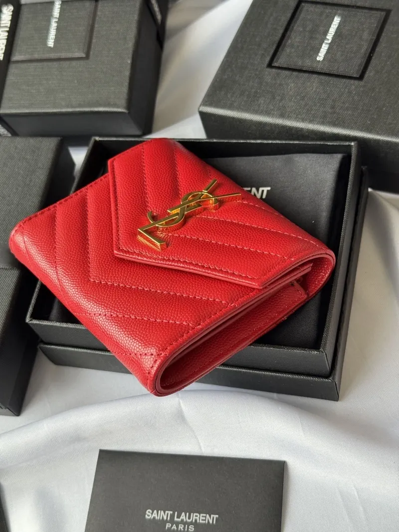 Saint Laurent Red Compact Wallet 46 - Image 3