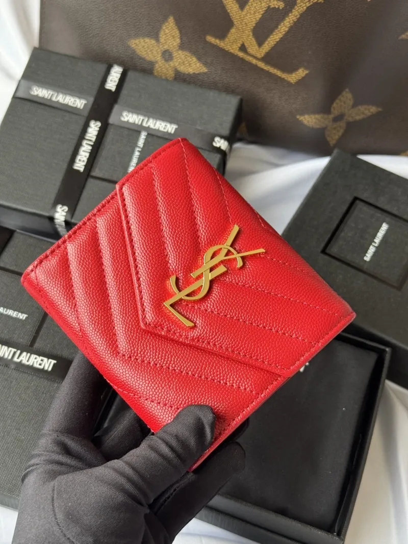 Saint Laurent Red Compact Wallet 46 - Image 4