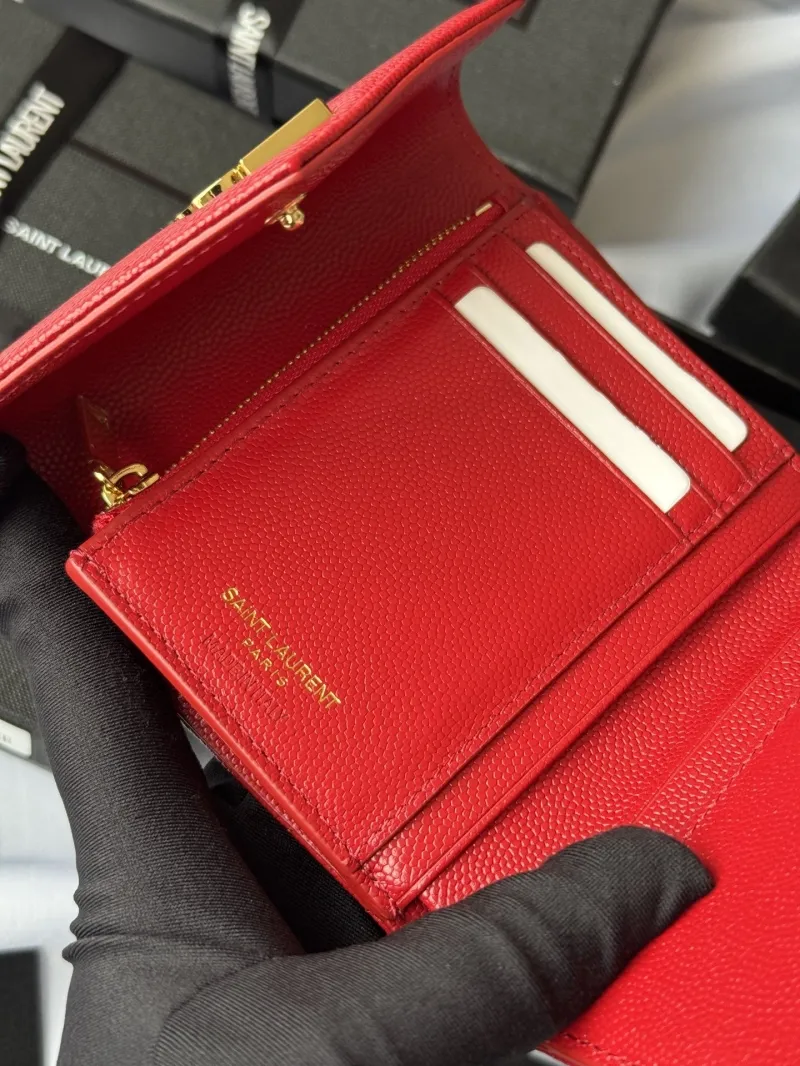 Saint Laurent Red Compact Wallet 46 - Image 6