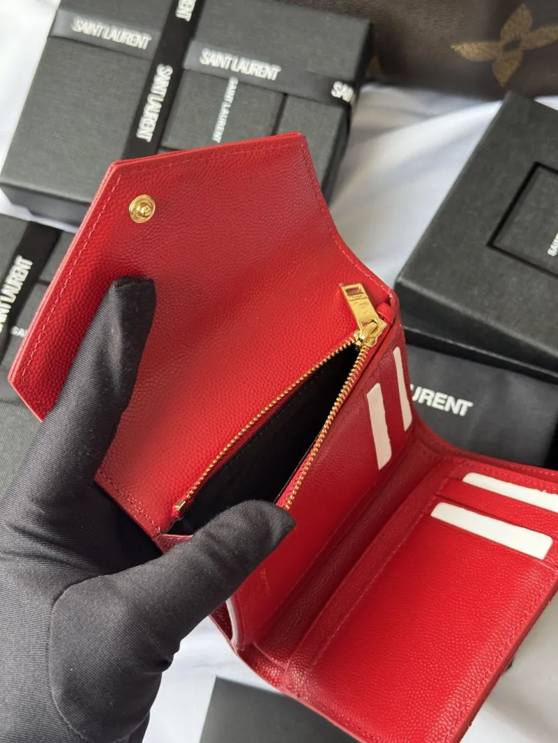 Saint Laurent Red Compact Wallet 46 - Image 8
