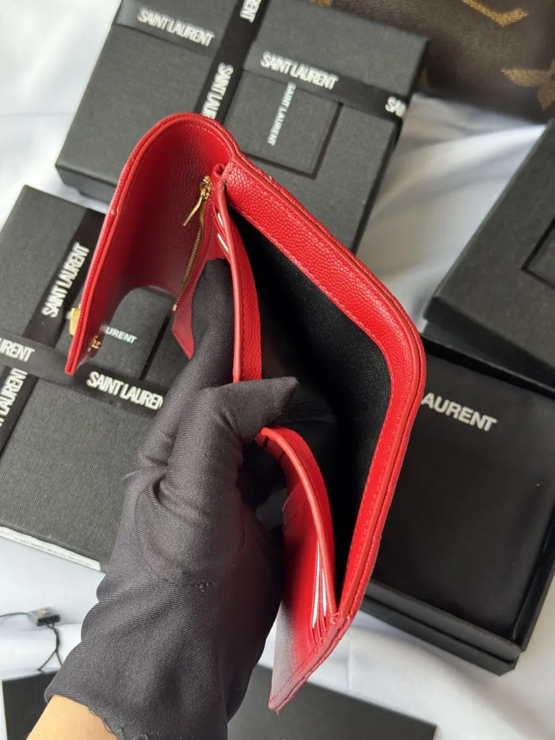 Saint Laurent Red Compact Wallet 46 - Image 9