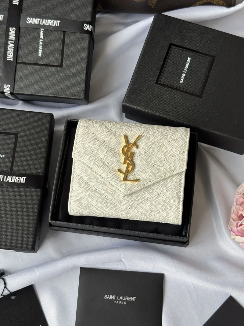 Saint Laurent White Compact Wallet 47