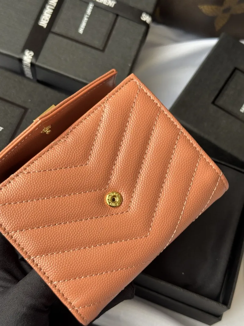 Saint Laurent Tan Leather Compact Wallet - Image 7