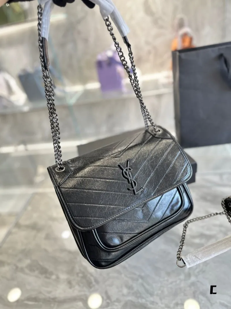 YSL Black Leather Chain Shoulder Bag 52 - Image 5