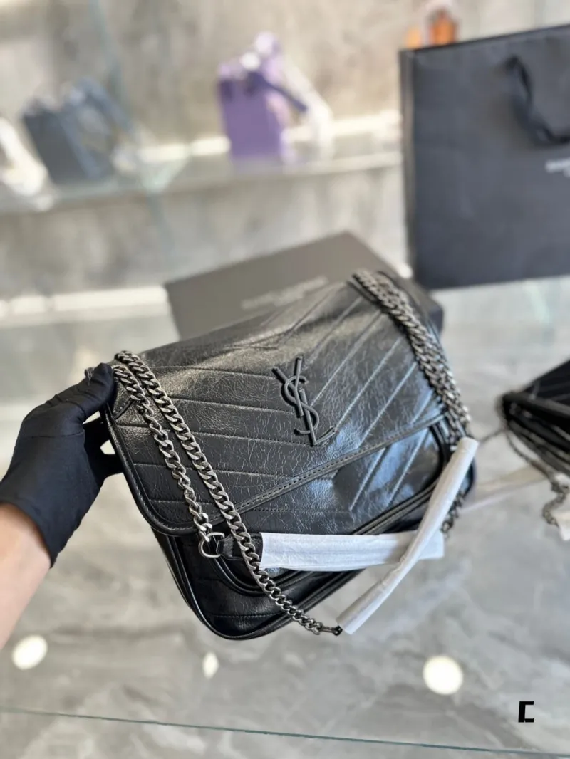 YSL Black Leather Chain Shoulder Bag 52 - Image 6