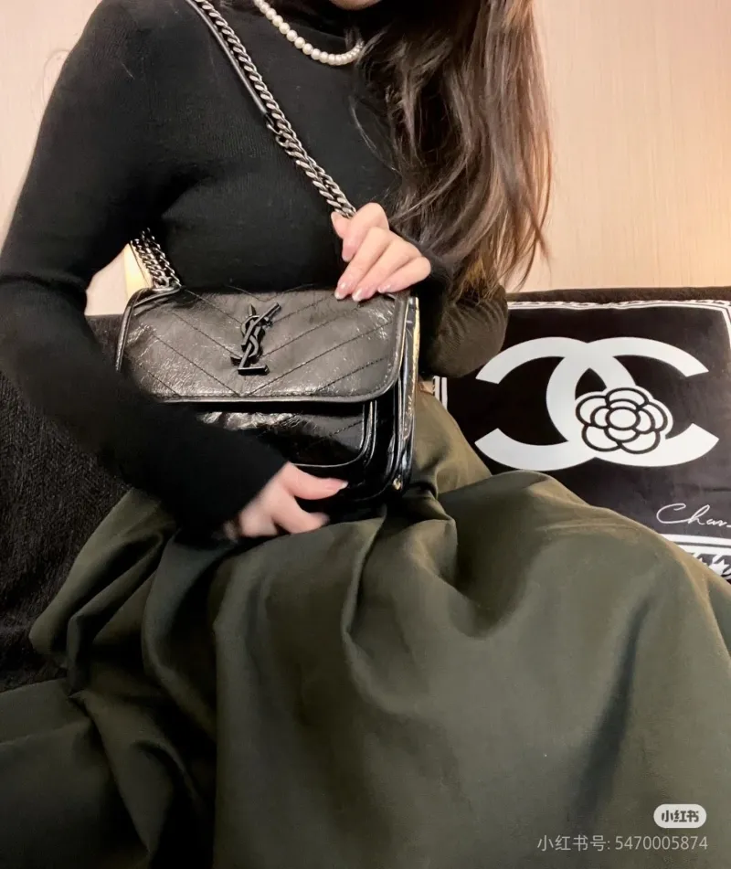 YSL Black Leather Chain Shoulder Bag 52 - Image 9