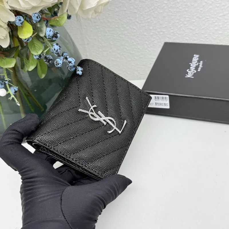 YSL Black Small Leather Wallet - Image 3