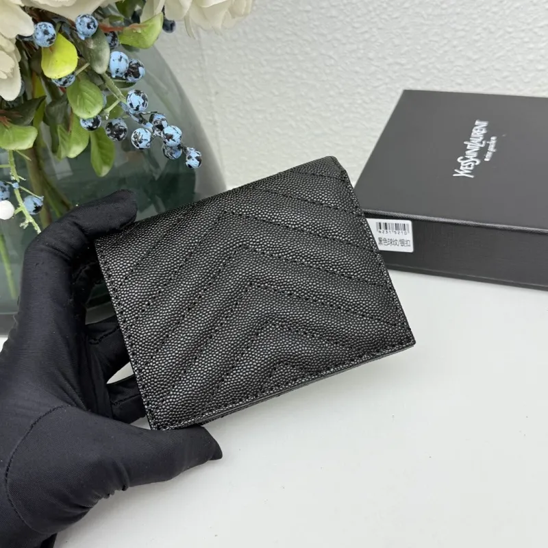 YSL Black Small Leather Wallet - Image 4