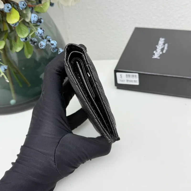 YSL Black Small Leather Wallet - Image 5