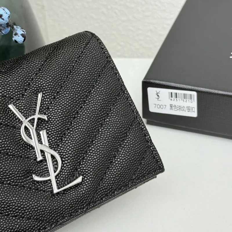 YSL Black Small Leather Wallet - Image 6