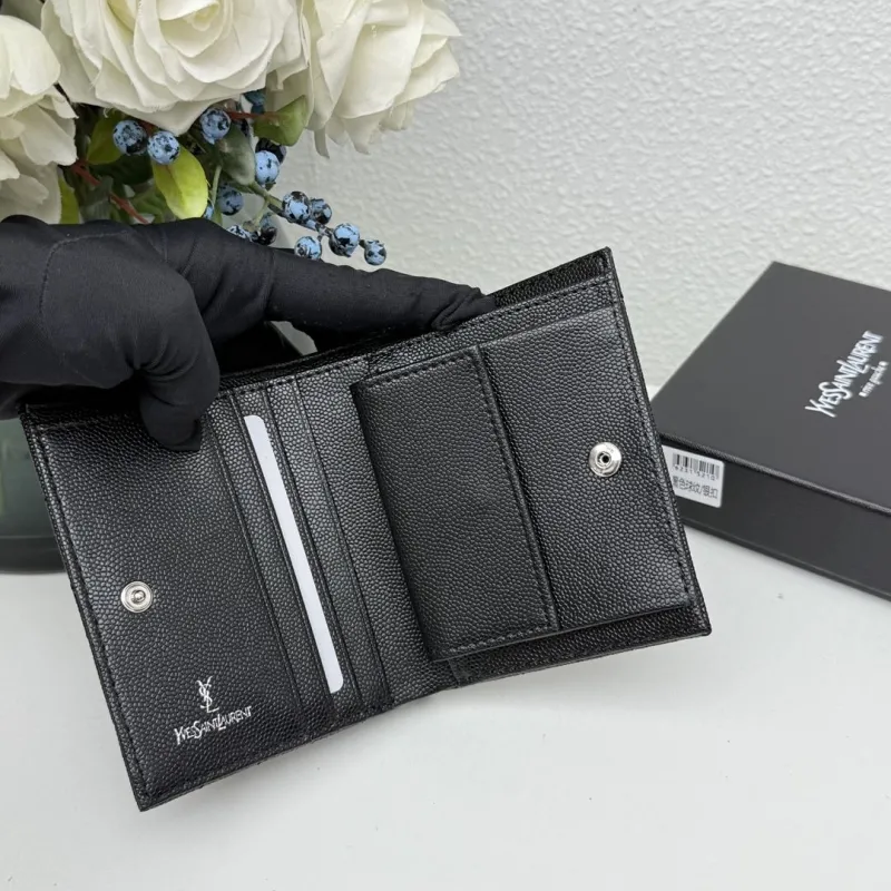 YSL Black Small Leather Wallet - Image 7
