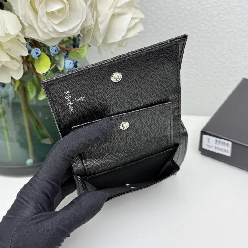 YSL Black Small Leather Wallet - Image 9