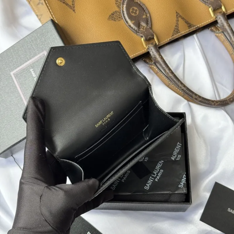 YSL Black Crocodile Embossed Leather Wallet - Image 8