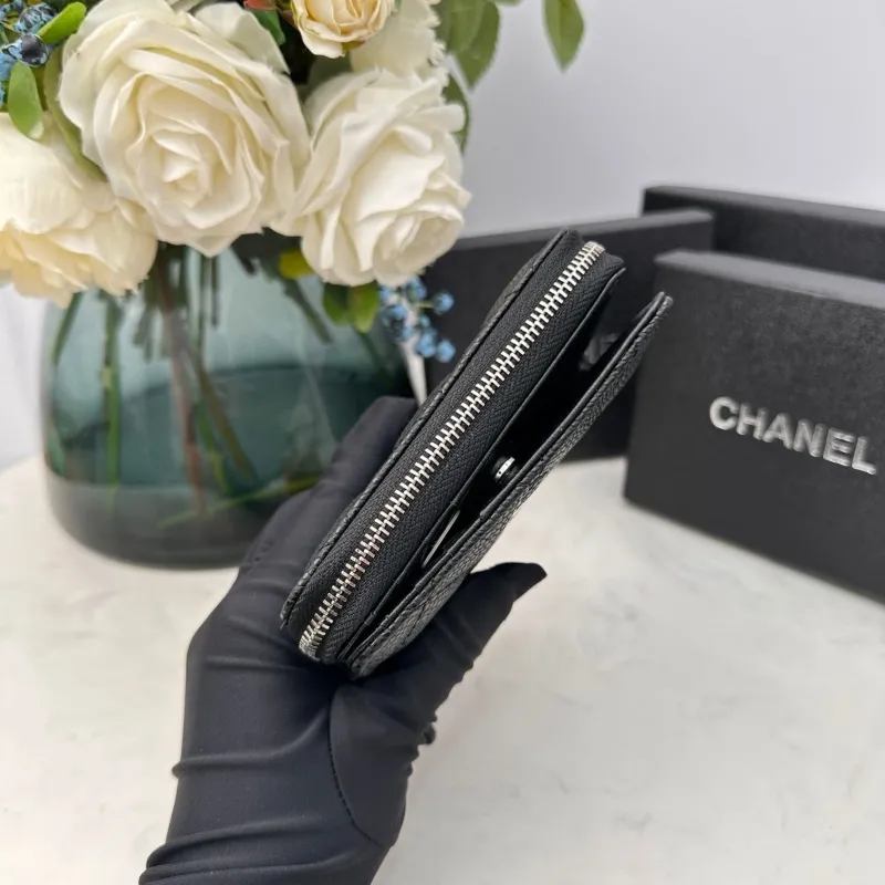 Chanel Black Zip Compact Wallet - Image 6