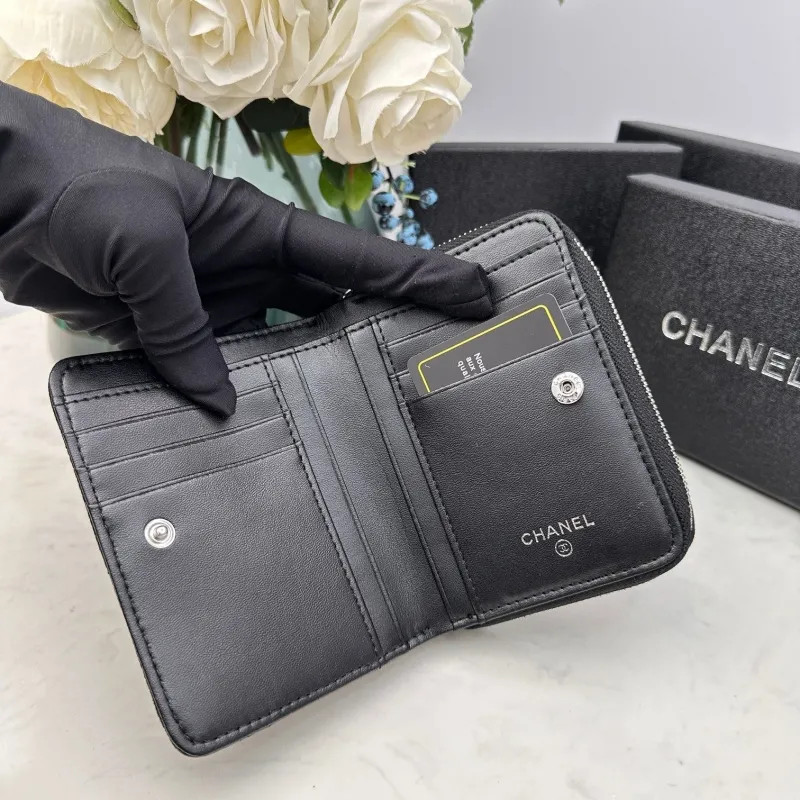 Chanel Black Zip Compact Wallet - Image 8