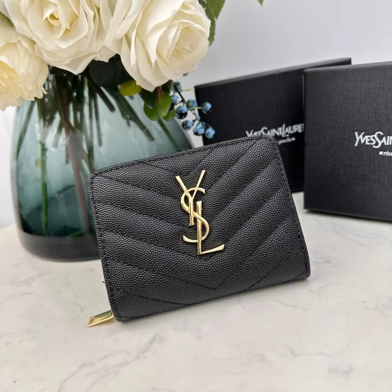 YSL Black Compact Zip Wallet 62