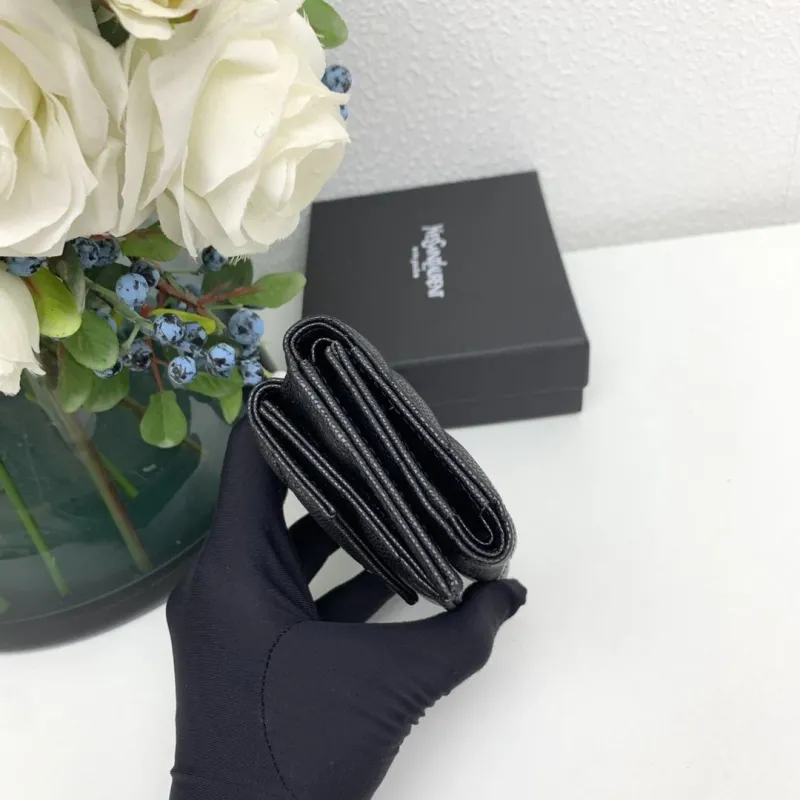 YSL Black Leather Card Holder Wallet 6868 - Image 4