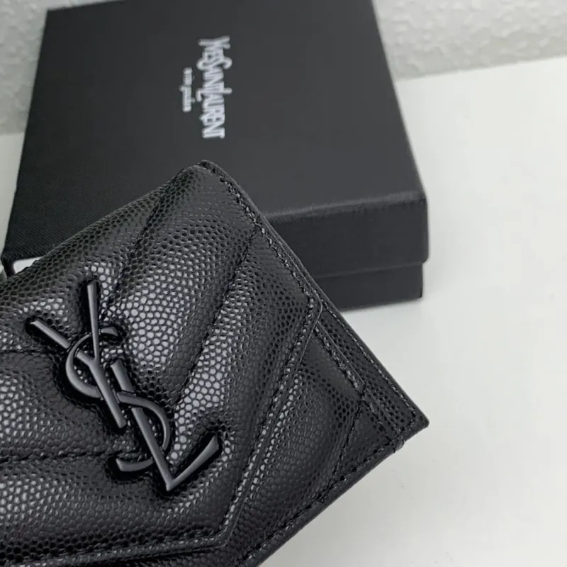 YSL Black Leather Card Holder Wallet 6868 - Image 5