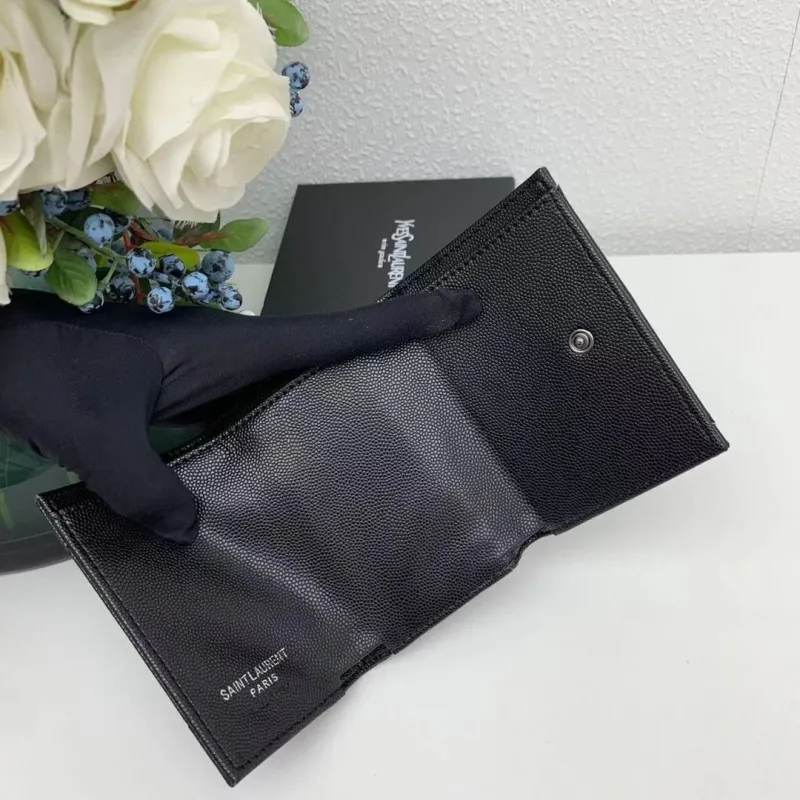 YSL Black Leather Card Holder Wallet 6868 - Image 7