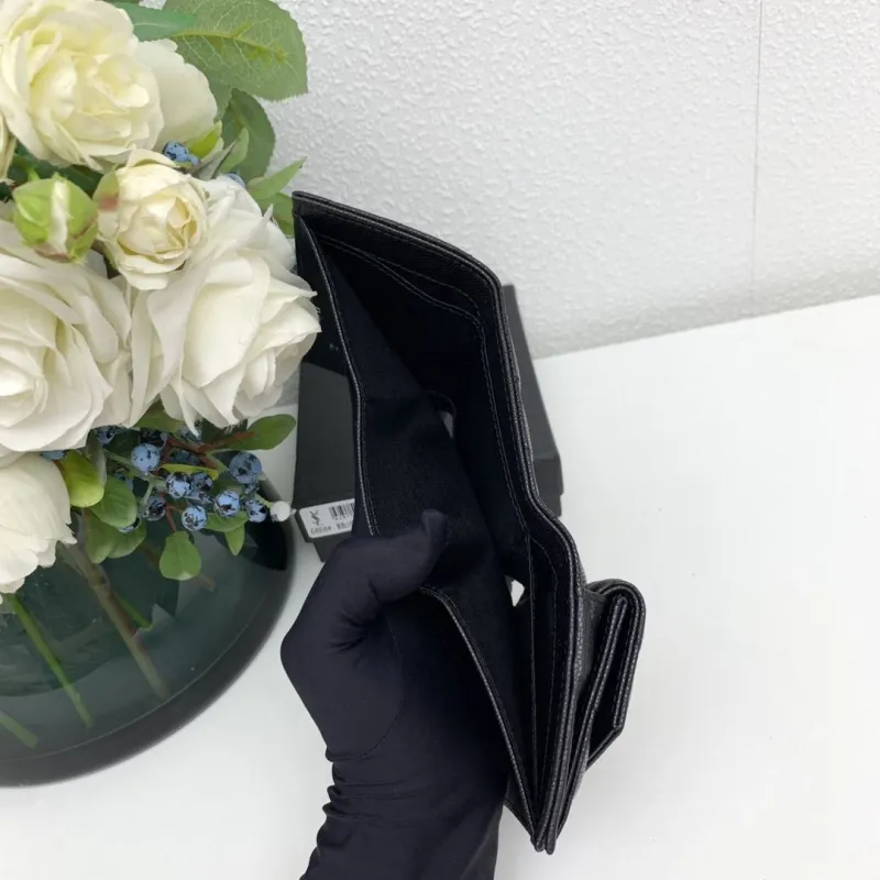 YSL Black Leather Card Holder Wallet 6868 - Image 8