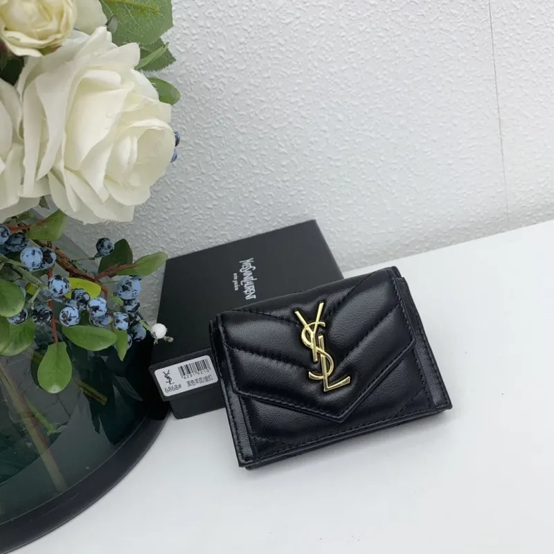YSL Black Quilted Small Leather Wallet