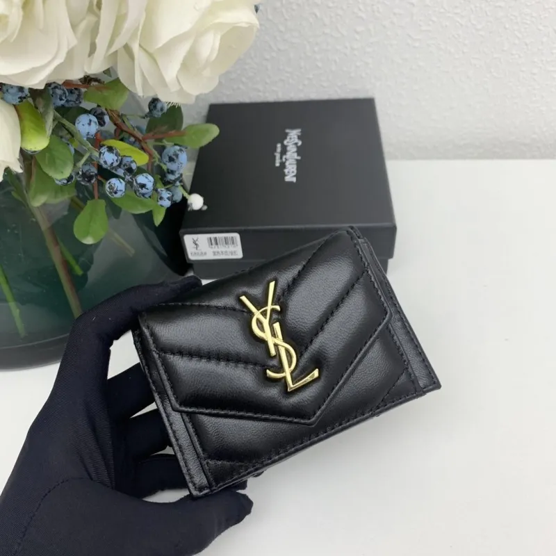 Alternative view of YSL Black Quilted Small Leather Wallet