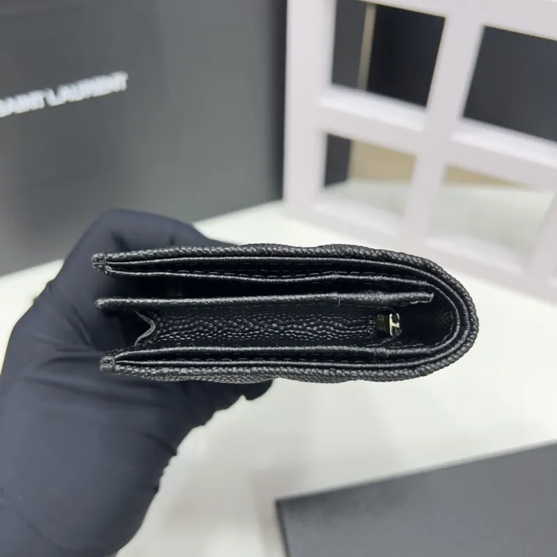 YSL Black Leather Card Holder Wallet - Image 5