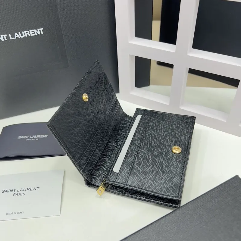 YSL Black Leather Card Holder Wallet - Image 6