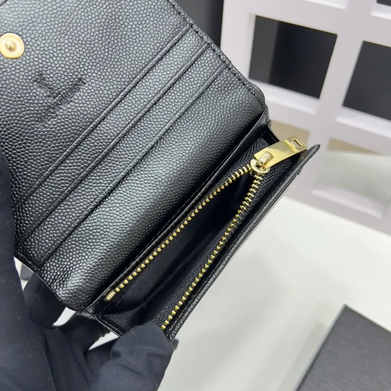 YSL Black Leather Card Holder Wallet - Image 7